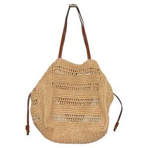 MNG Mango Woven Rattan Tote Summer Bag in Tan